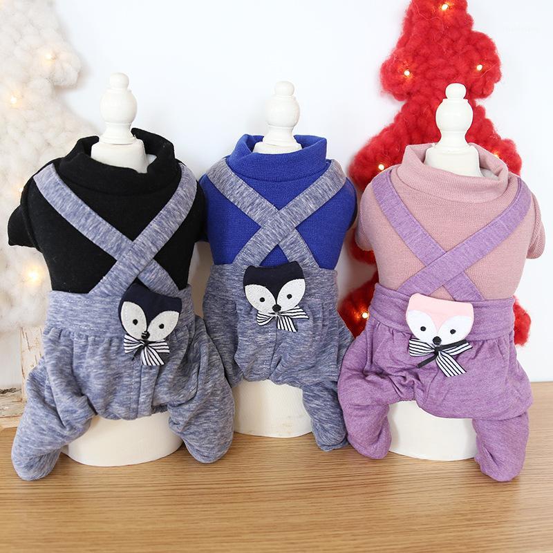 

2020 Autumn and Winter Three-Color Strap Decoration Four-legged Warm Dog Clothes Warm Padded Cotton Disfraz Perro Overalls1, Black