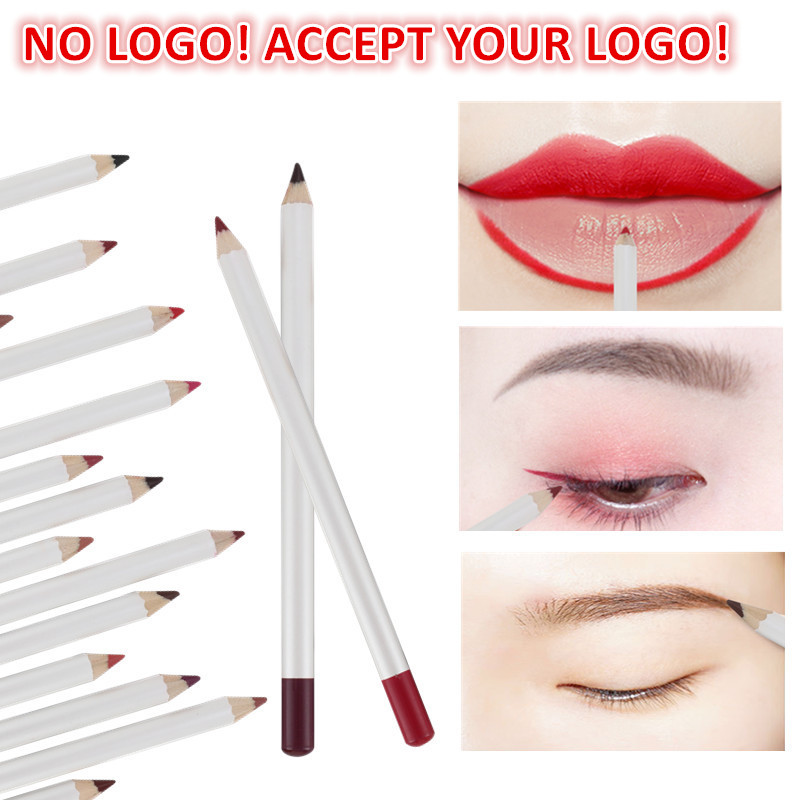 

No Brand! White lip pencils Long Lasting Pigments Matte Liplinner Waterproof eyebrow pencil eyeliner Makeup Tool accept you logo, 21colors for choose