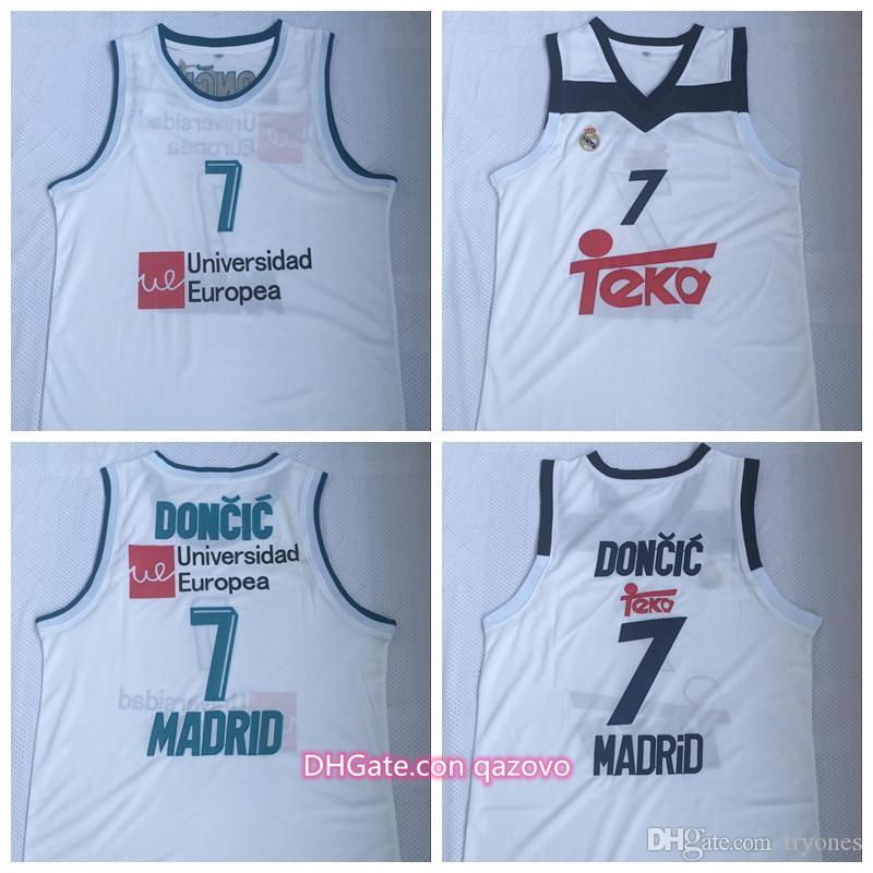 

European Mens Luka Doncic Unicersidad Europea 7 Madrid Basketball Jersey Cheap Luka Doncic Stitched White Shirts S-XXL, Black;red