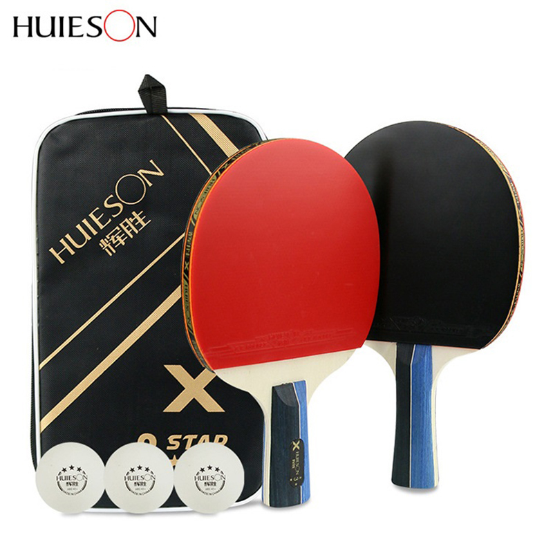 

High quality 1Pair Table Tennis Rackets Professional Rubber Carbon Pingpong Racket Short Long Handle Table Tennis Training 201209