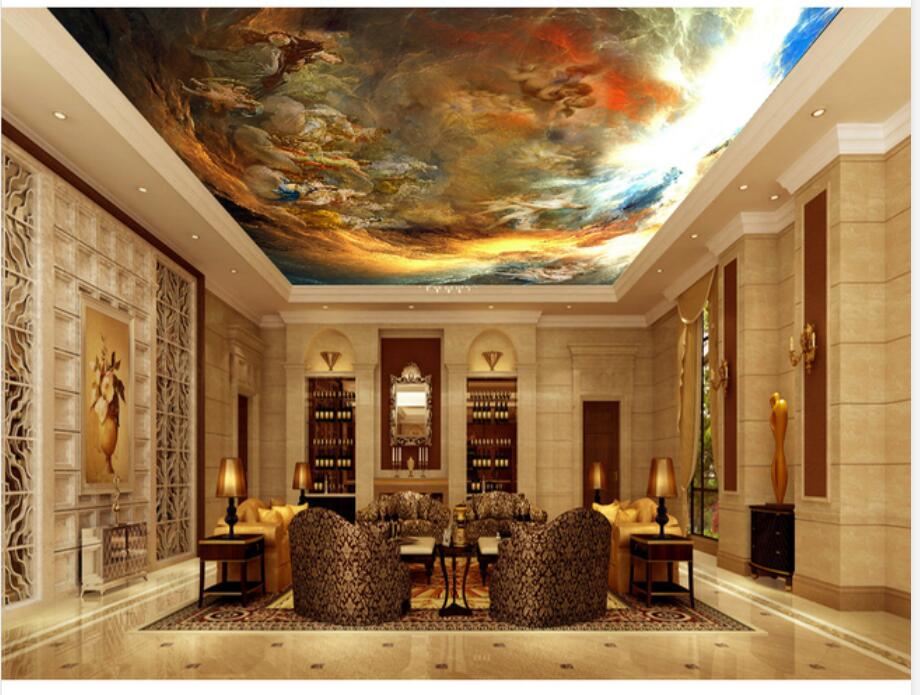

Beautiful angel sky cloud ceilings European ceiling mural 3d customized wallpaper, Blue