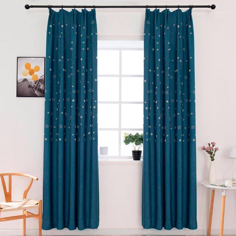 

NAPEARL 1 Piece Noctilucous Style Stars Design Curtains Blackout Kids Room Bedroom Windows Draperies Home Decor Solid Style1, Green
