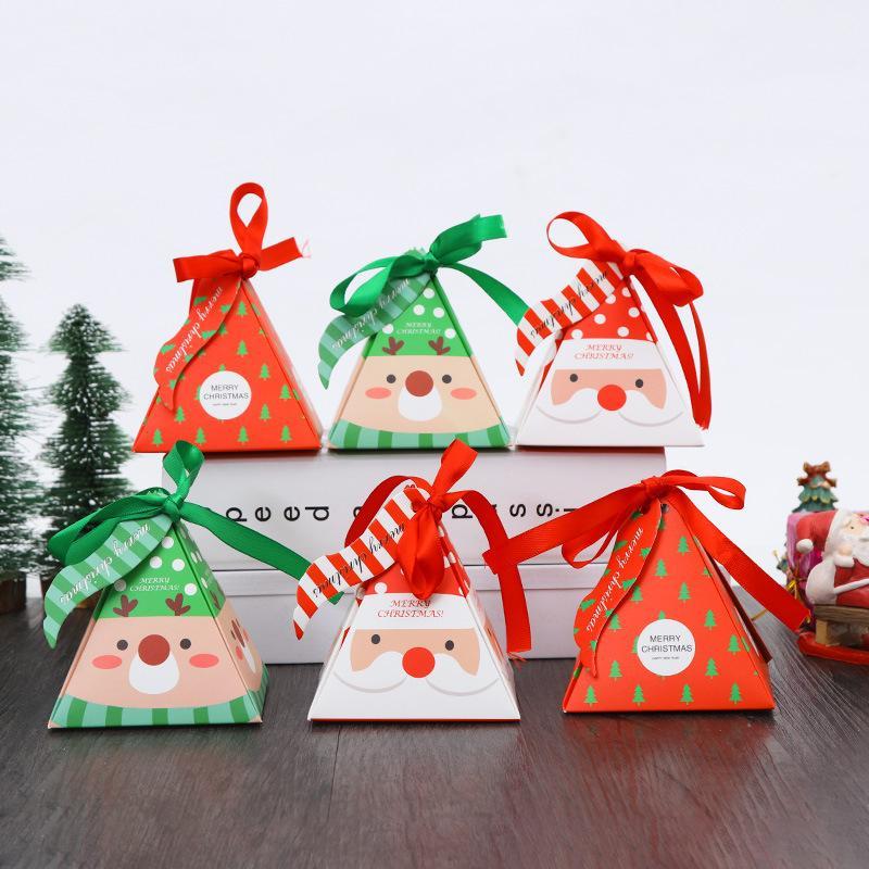 

Christmas Gift Box Paper Candy Boxes Packaging Triangular Pyramid Chocolate Gifts Bags For Present Bag For Guests Party Decoration Xmas1