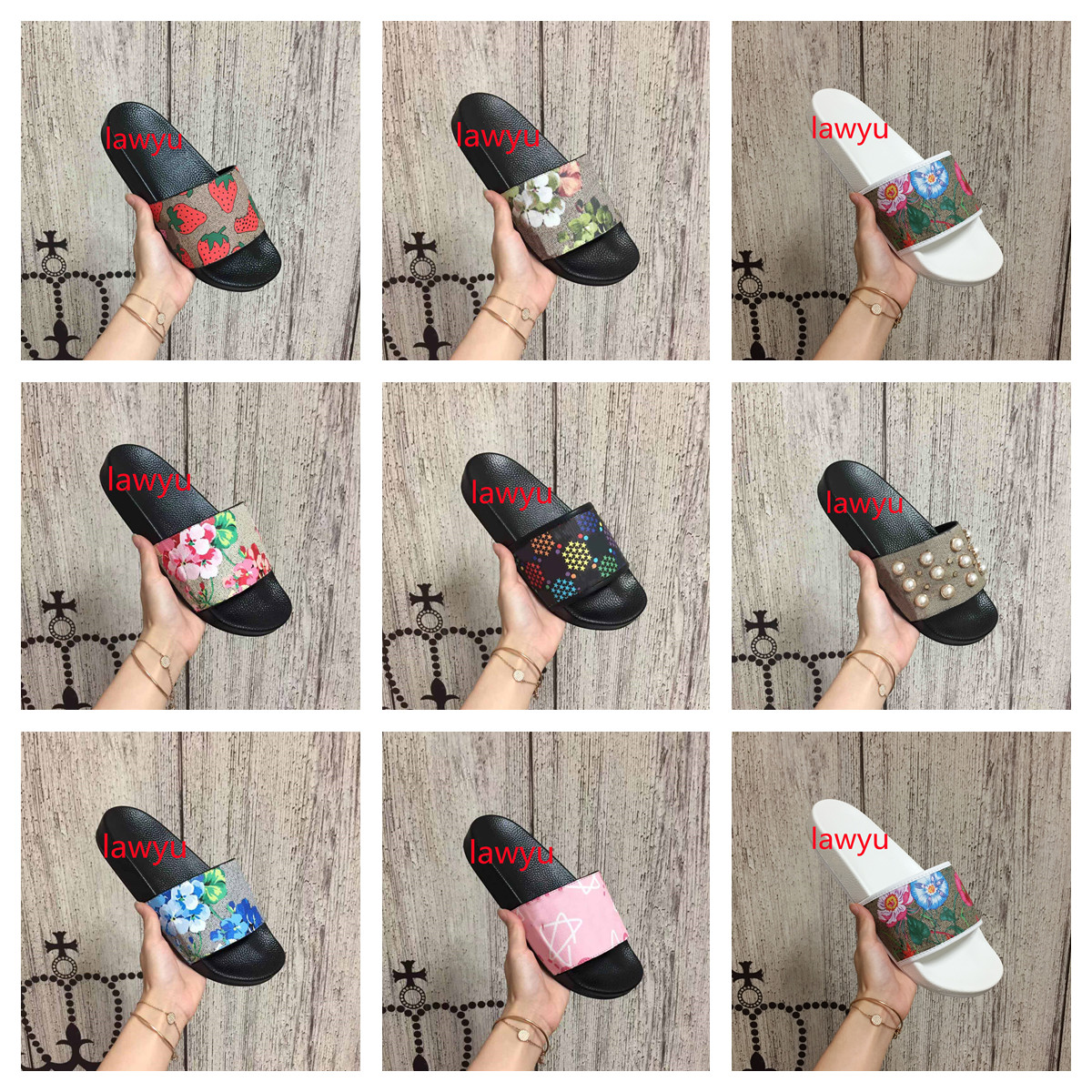 

New 2022 Designer Men Women Sandals with Correct Flower Box Dust Bag Shoes snake print Slide Summer Wide Flat Slipper size 35-48, Only a box