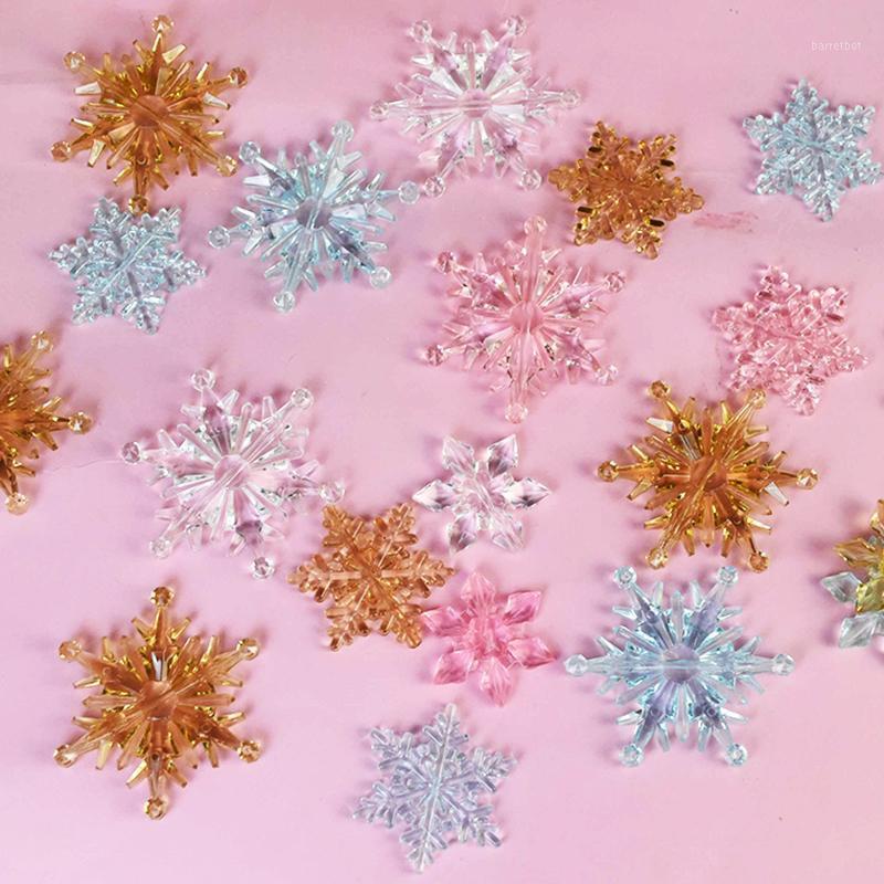 

10pcs Christmas Snowflake Decoration Clear Pink Blue Crystal Acrylic Snowflake Ornaments Christmas Party Tree DIY Hanging Decor1
