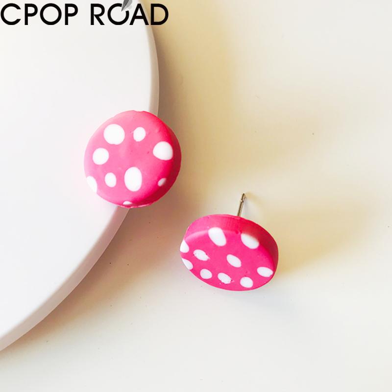 

Stud Creative Spot Pink Polymeric Clay Earrings For Women Fashion Cute Girl Party Jewelry Gift Accessories