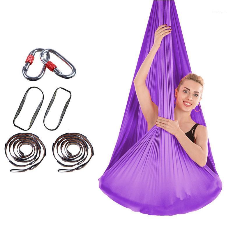 

Multifunctional Equipment Flying Aerial Sports Tool Swing Yoga Hammock Kit With Chains Carabiners Belts Elastic Training1, Black