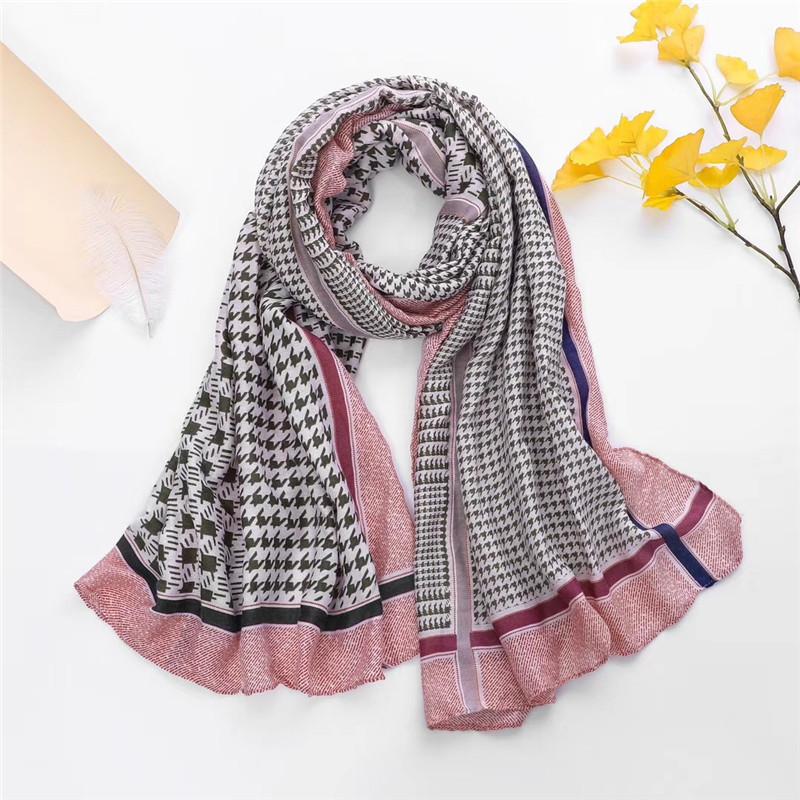 

New Style British Style Cotton Linen Autumn and Winter Scarf Women's Thin Versatile Plaid Shawl Long Dual Purpose Classic AB Siz
