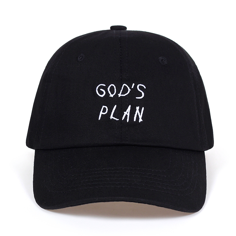 

100% Cotton GOD'S PLAN Dad Hat Aubrey Drake Hit Singles Snapbacks Unisex Baseball Caps Concert Hat Hip Hop Rapper Women Men Y1220, White