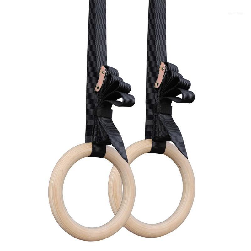 

1 Pair 28mm Heavy Duty Wooden Exercise Fitness Gymnastic Rings With Buckle Straps Gym Exercise Pull Ups Muscle Strength Training1