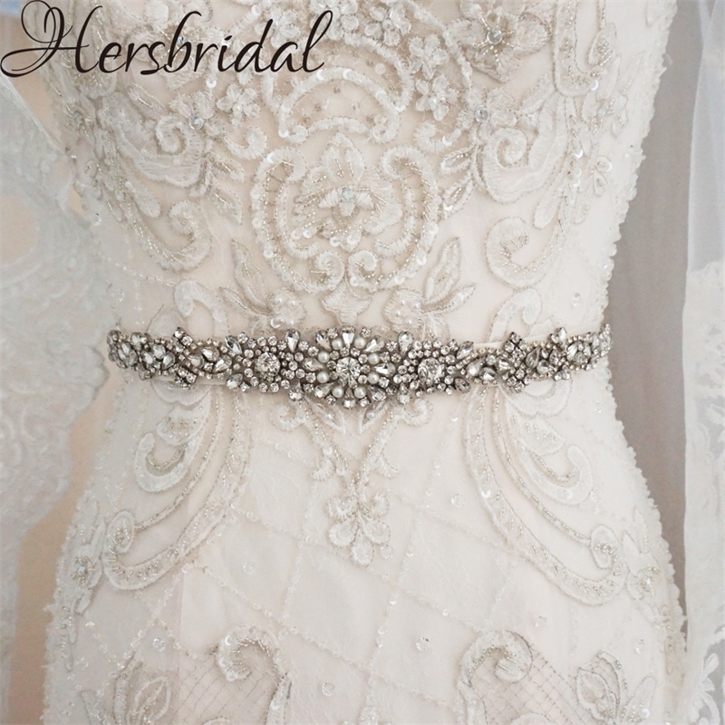 

Luxury Crystal Bridal Belt Handmade Rhinestone And Pearls Wedding Sash Belt For Dresses Bridesmaid Accessories Y200424, Dark grey