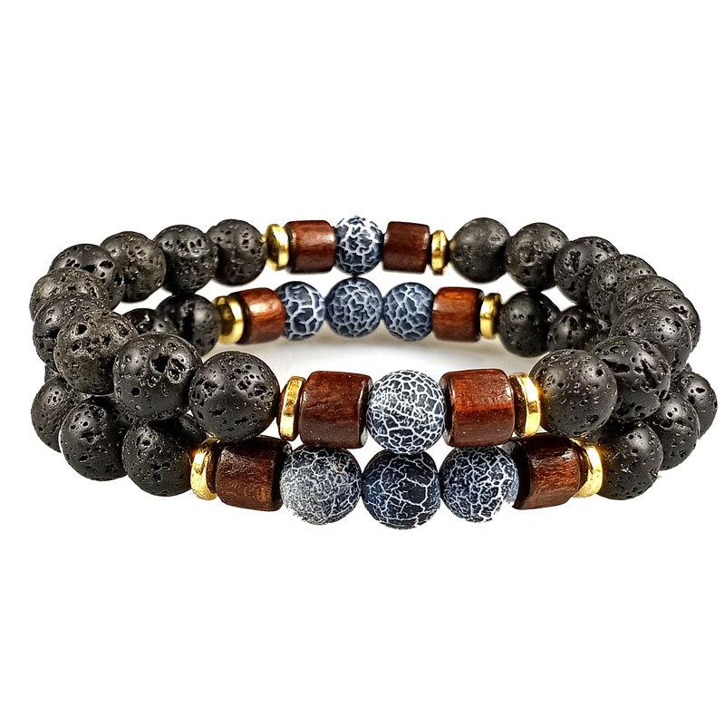 

Charm Bracelets Men Bracelet 2pc Natural Moonstone Bead Tibetan Buddha Chakra Lava Stone Jewelry Gift Drop