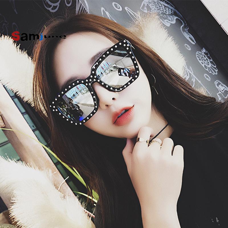 

Samjune New Rivet Women Sunglasses Fashion Punk Luxury Square Glasses Men Vintage Brand Designer Coating Sun Glasses