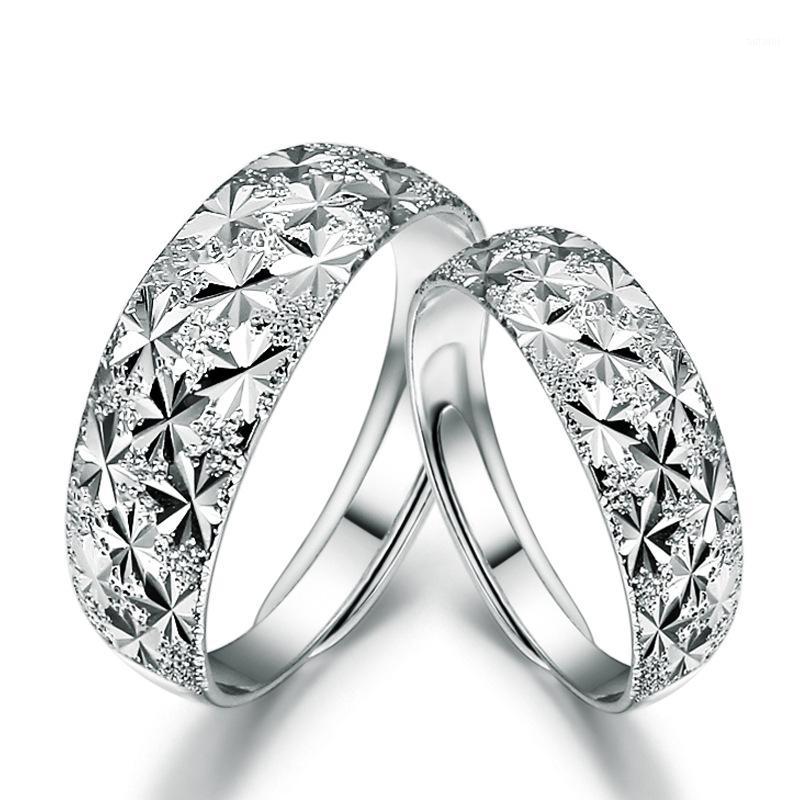 

ANENJERY Forever Love 925 Sterling silver Starry bague Adjustable Couple Rings Fashion Wedding Rings Jewelry For Men Women S-R401