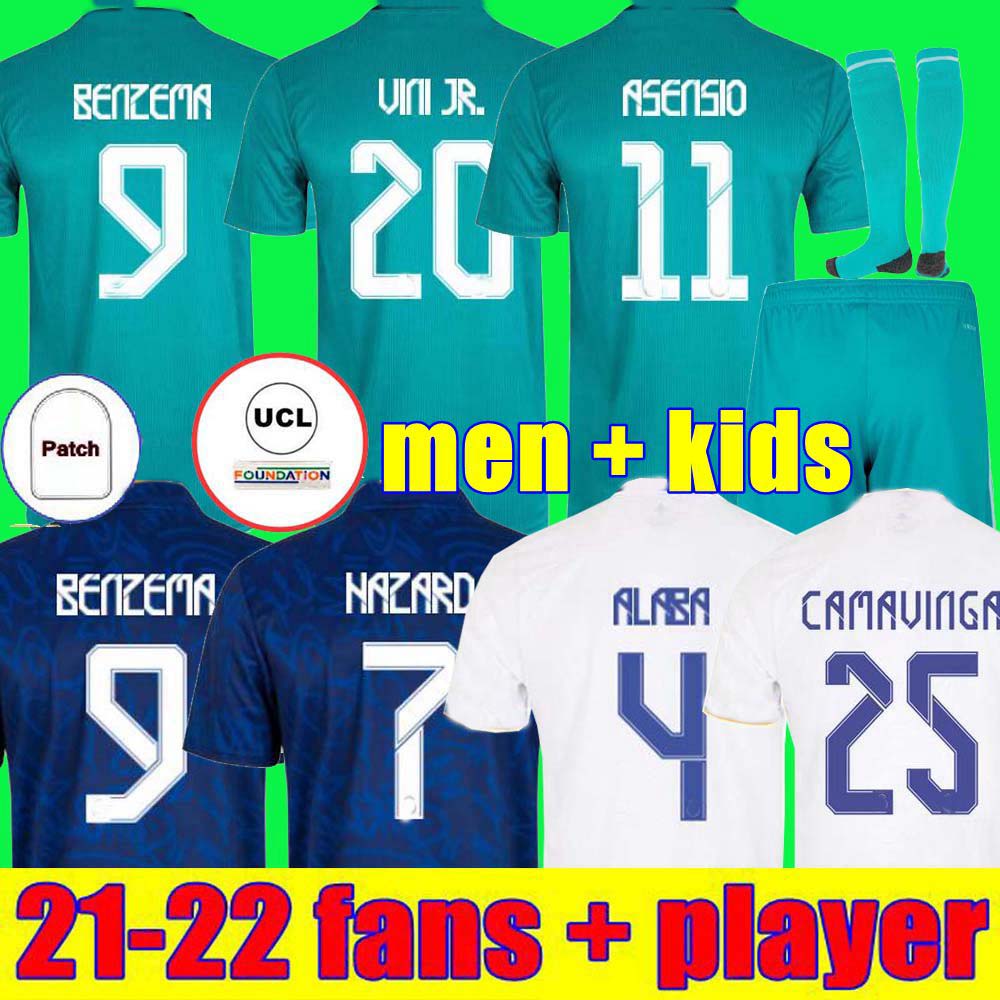 

Real FANS Player jerseys 21 22 soccer football shirt ALABA HAZARD BENZEMA ASENSIO MODRIC camiseta men kids kit 2021 2022 CASEMIRO KROOS VINI JR. CAMAVINGA Madrid Nacho, Home aldult