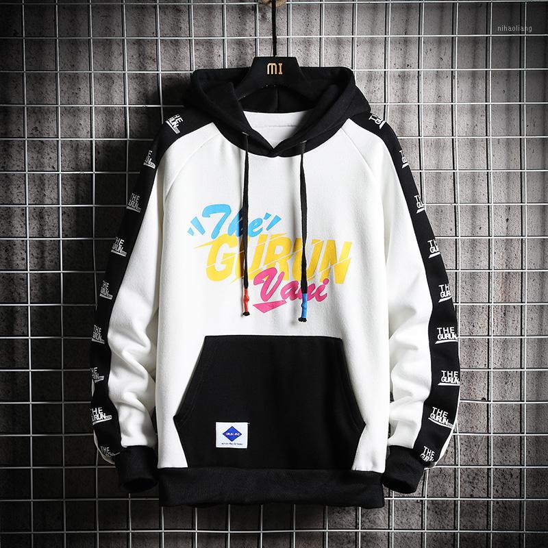 

Mens Autumn Winter Hoodies Men Hoodie Men Sweatshirt Male Hip Hop Patchwork Letter Printing Harajuku Japanese Streetwear Lovers1, Black