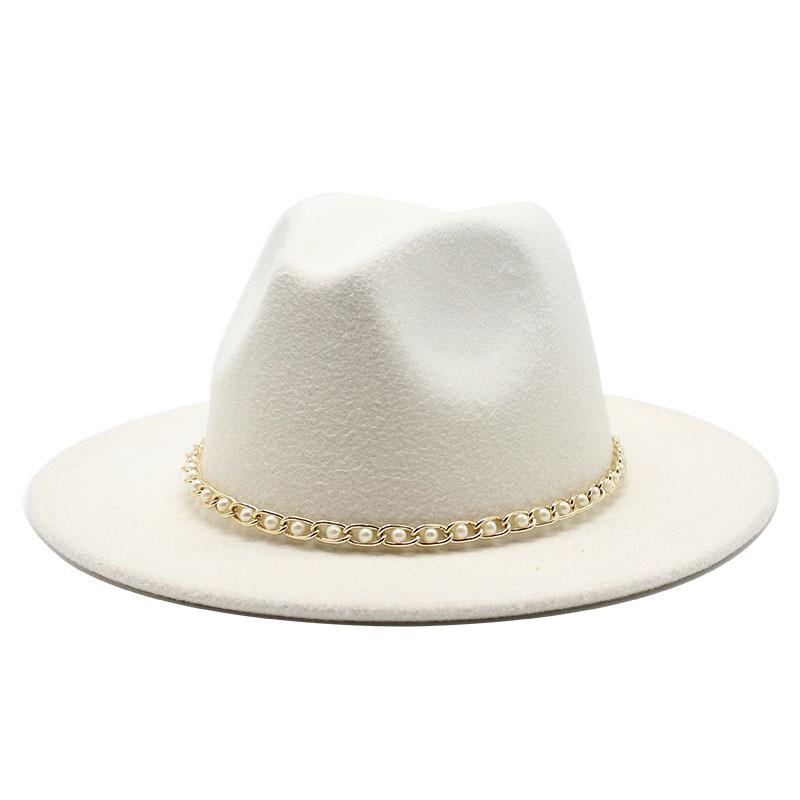 

Fashion 18 colors Men Women Wide Brim Wool Felt Hat Formal Party Jazz Trilby Fedora Hat tassel Yellow white pink Panama Cap