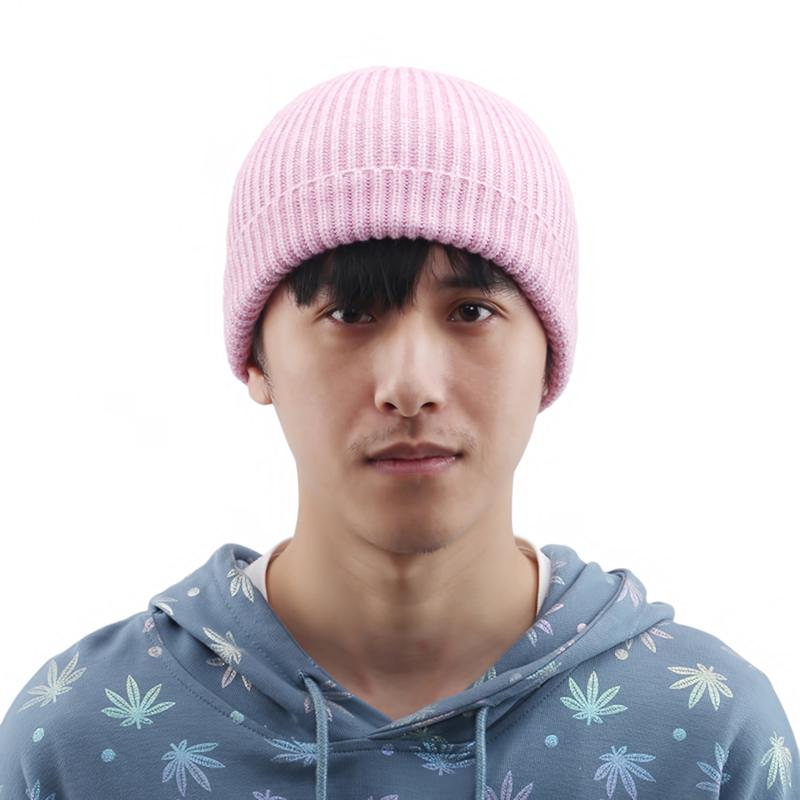 

Winter Hats Men Beanie Hat Thick Soft Solid Color Hat Bonnet For Male Knitted Short Melon Casual Autumn Warm Skullcap, Yellow