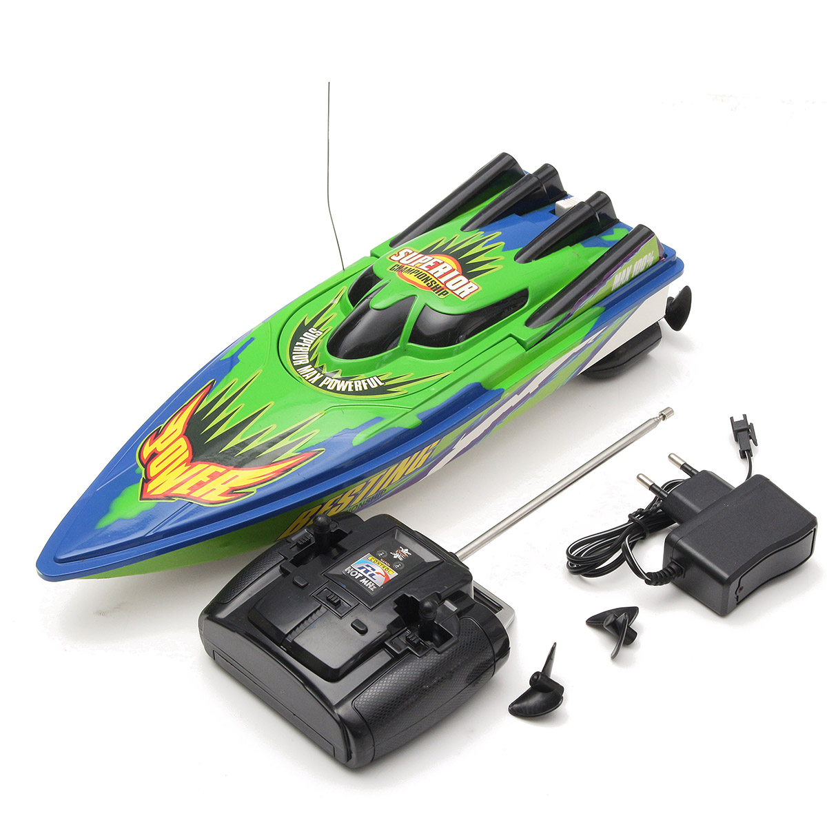 

30km/h High Speed RC Boat Radio Remote Control Dual Motor Boat Summer Water Splashing Electric Motor Boat Children's Toy Gift, Green