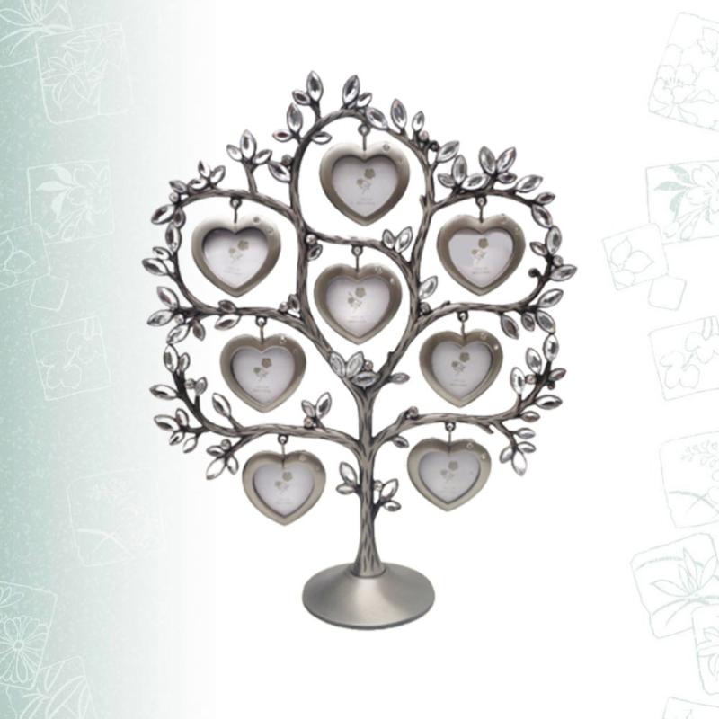 

Rhinestone Metal Photo Frame Eight Photo Holder Valentine's Day Rack Home Decoration White