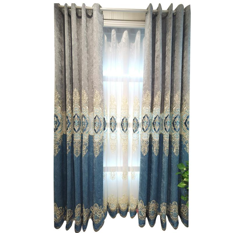 

High-end embroidered curtain cloth luxury atmosphere hollow European luxury Chenille curtain living room, Embroidered cloth