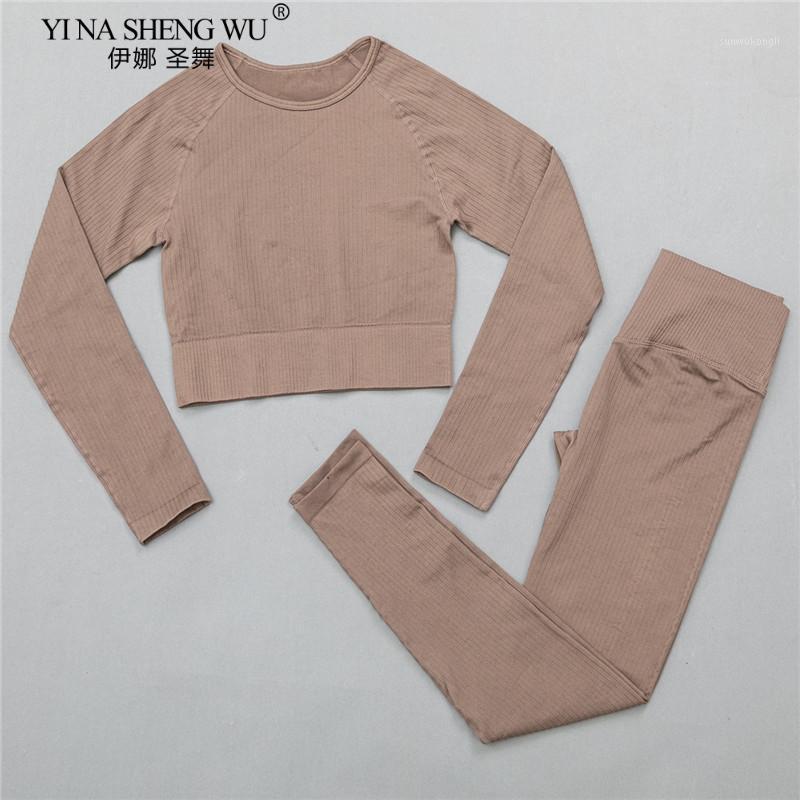

2 Piece Set Women Seamless Long Sleeve Yoga Pants Sets Workout Clothes for Women High Waist Sports Legging Long Sleeve Tops New1, Black 2pcs set