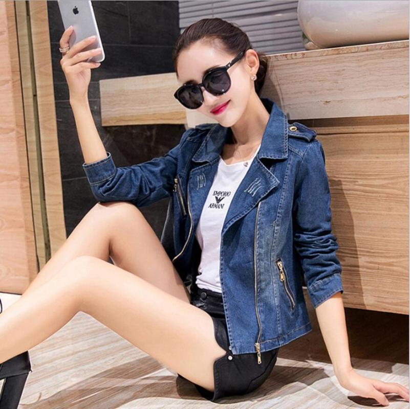 

Short Denim Blazer Ladies Autumn Korean Fashion Slim Long Sleeve Tops Fashion Chic Street Femme Jacke, Blue