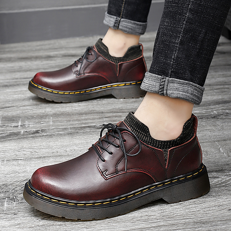 

New Mens Shoes Genuine Leather Casual Shoes British Style Brand Formal Fashion Flats Men Footwear High Quality Shoe Oxford LJ201126, Black
