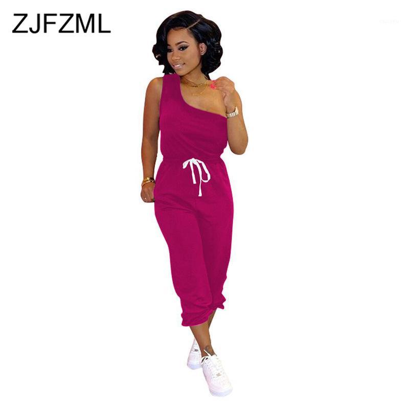 

Sexy Solid Fitness 2 Piece Sets Women Clothes One Shoulder Backless Bandage Shirts + High Waist Long Pants Summer Causal Outfit1, Blue