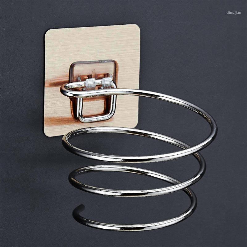

Hair Dryer Holder Blower Organizer Adhesive Wall Mounted Nail Free No Drilling Stainless Steel Spiral Stand For Bathroom1