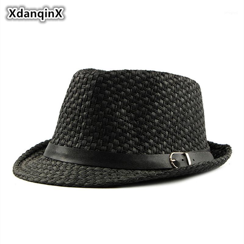 

Wide Brim Hats XdanqinX Summer Men's Jazz Breathable Straw Fashion Simple Ventilatory Fedoras For Men And Women Classic Brands Dad', Black