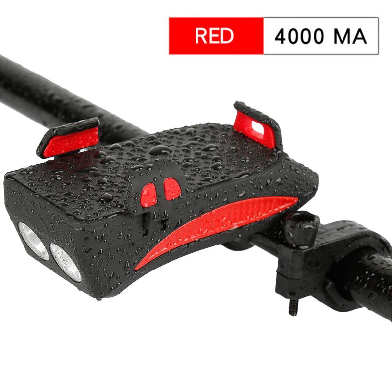 

4 in 1 Bicycle Light bike light LED 4000 mAh Bike Head Lamp Horn Phone Holder Powerbank Multi-function Cycling Front