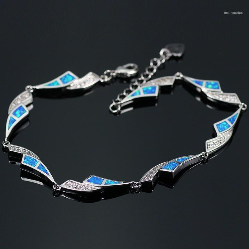 

SZ0034 Blue Opal White Cubic Zirconia Bracelets For Men & Women Jewelry1