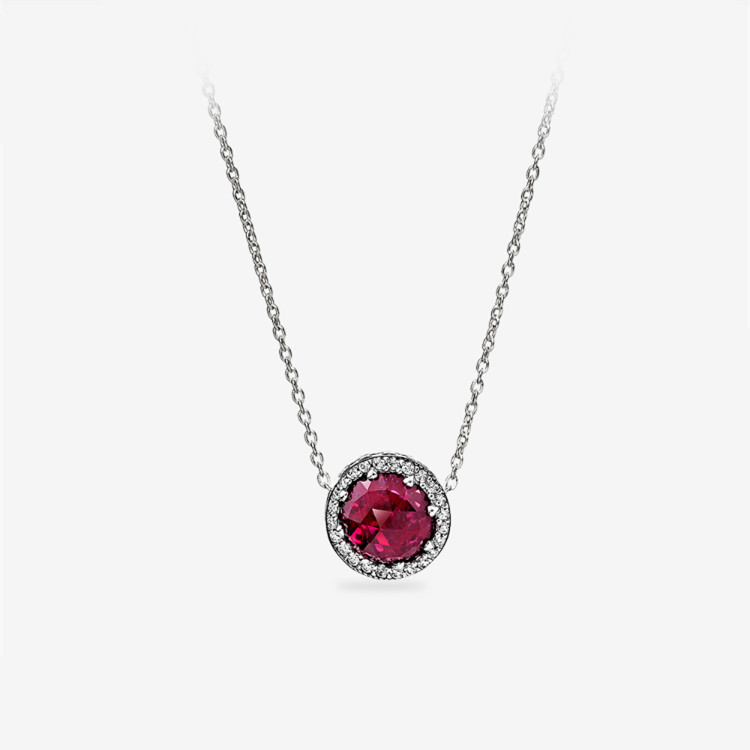 

Free shipping new 100% S925 sterling silver ruby necklace women fashion jewelry Christmas gift of cubic zircon necklace chain of clavicle