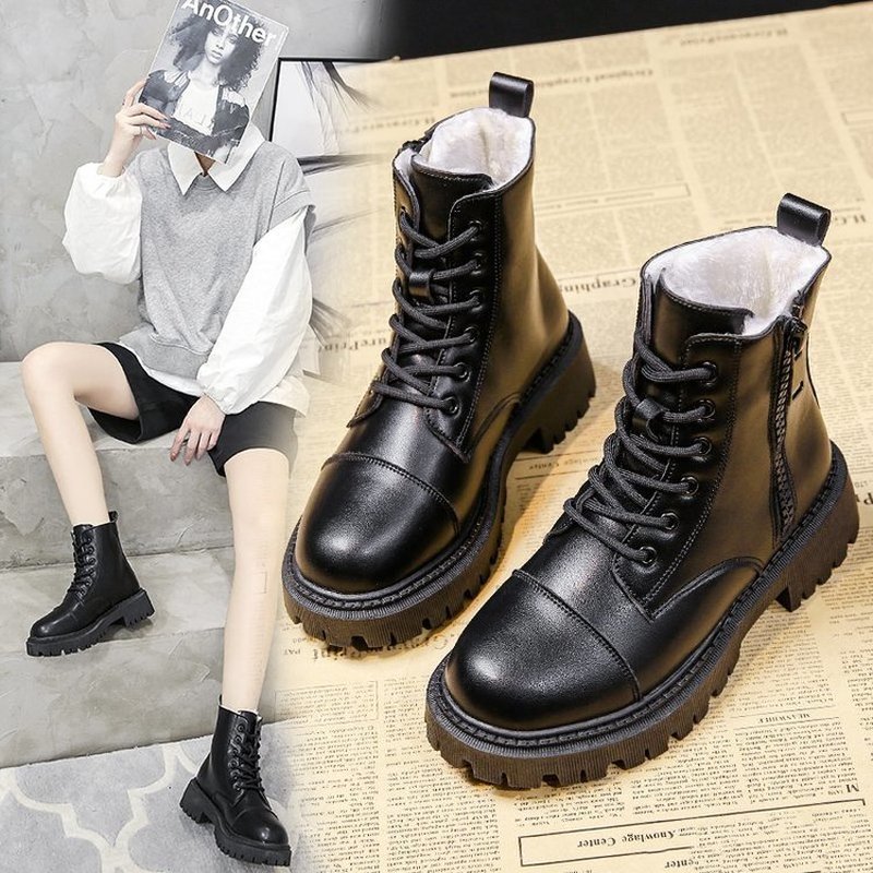 

Winter Ankle Black Leather Boots of the Ladies'brand Motorcycle Ba01