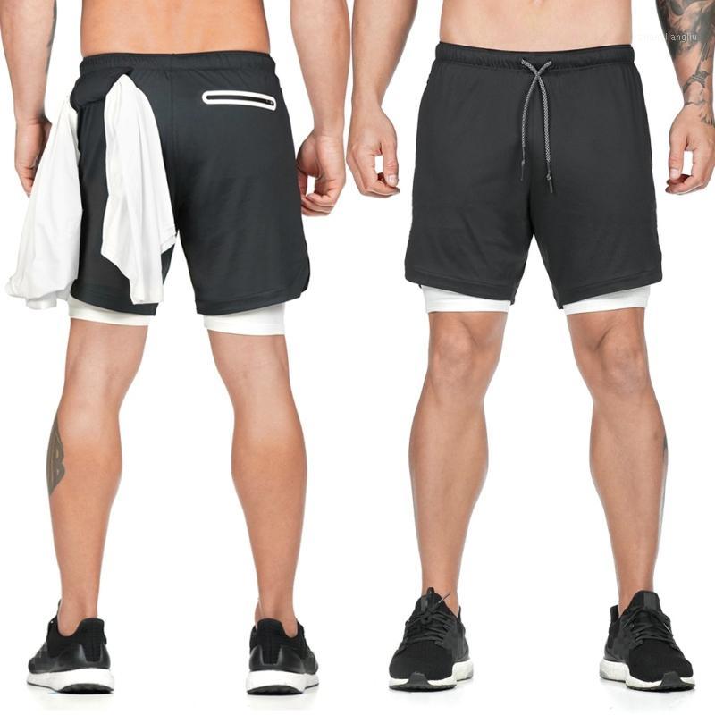 

New Mens Double Layer Phone Pocket Running Shorts Gym Fitness Training Quick Dry Beach Short Summer Sports Workout Shorts1