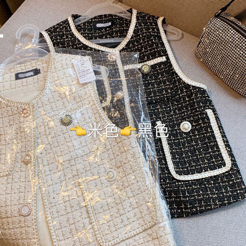 

Autumn 2021 New Stylist Tweed Fashionable Woman's Clothing Top Vintage Clothes Krqq Q2UR, Black