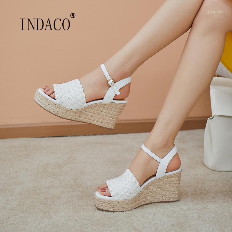 

Wedge Sandals 2020 Genuine Leather Women Summer Shoes Sandals Women 9.5cm1, Black