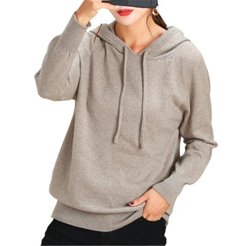 

Women's Sweaters Autumn Winter Women And Pullovers Long Sleeve Hooded Warm Cashmere Sweater Female Knitted PZ2422, White;black