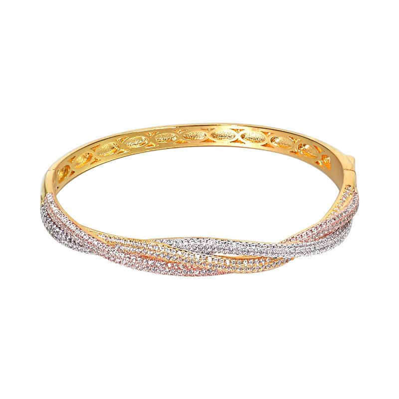 

Bangle Bracelet For Women Three Color Circle Cross Bangles Female Gold Plated African Jewelry Dubai Hard Luxury Designer Chris