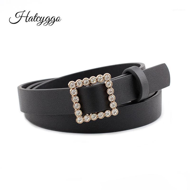 

HATCYGGO Waist Belt Female Leather Belt Without Buckle Belts For Women Casual Rhinestone Slim Waistband Ladies Belts For Dress1, Brown