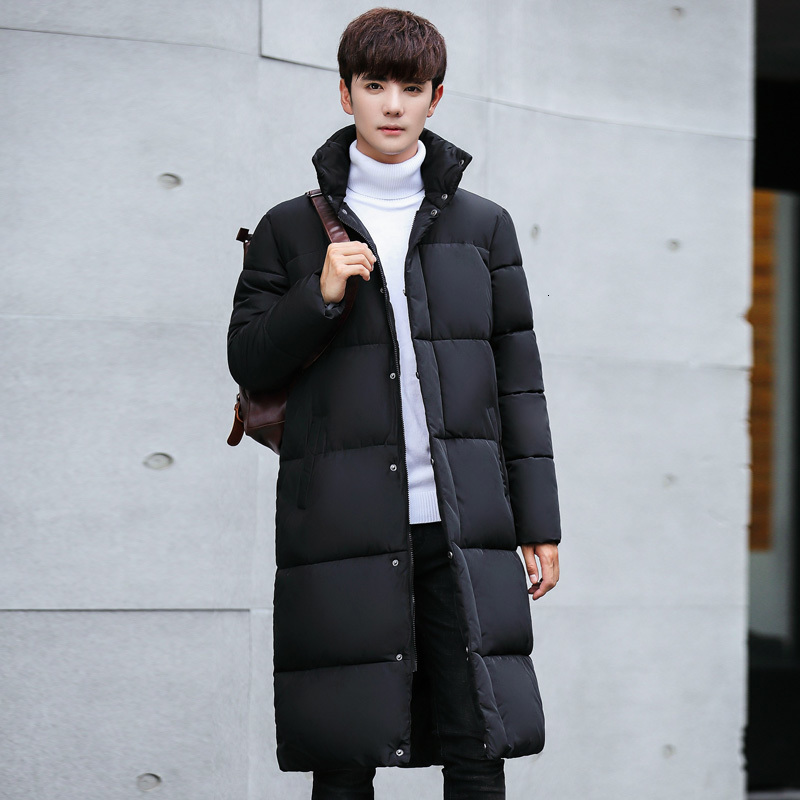 

Male Mid-length Coat-tails Fashion Collar Padded Quilted Warm Jacket Street Winter Clothes 8n2i, Black.
