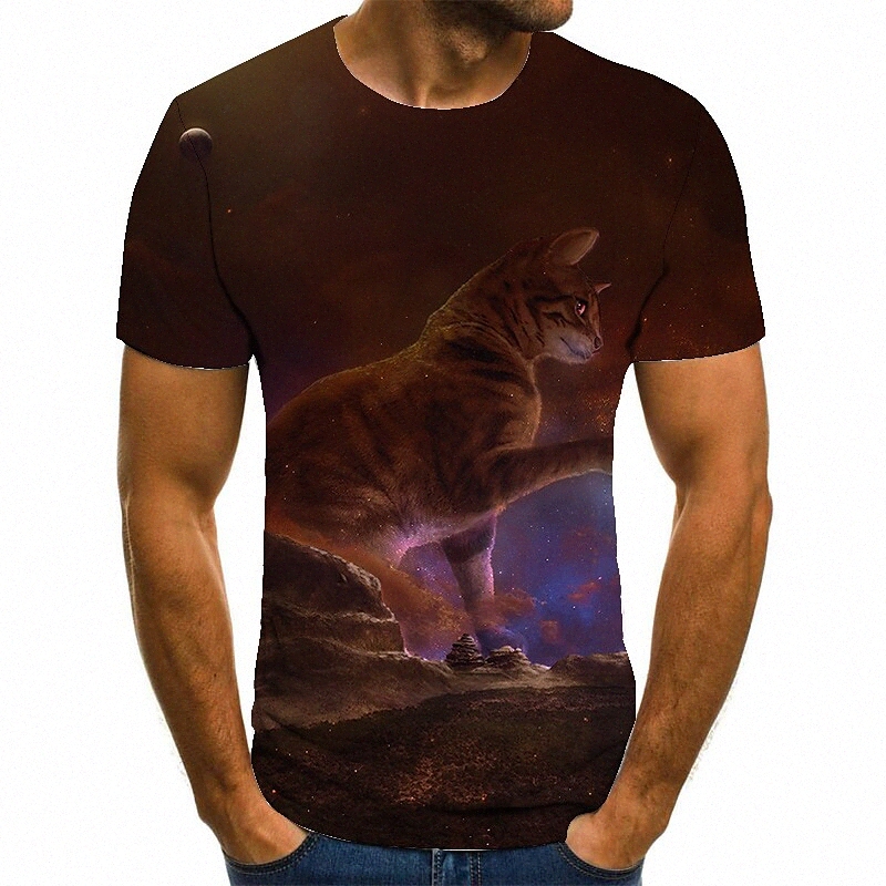 T-shirt Hommes 3D Imprimer Animal Cou Couillé Casual Daily Tableau 3D Imprimer Imprimé à manches courtes Tops Casual Fashion Noir J2RZ #