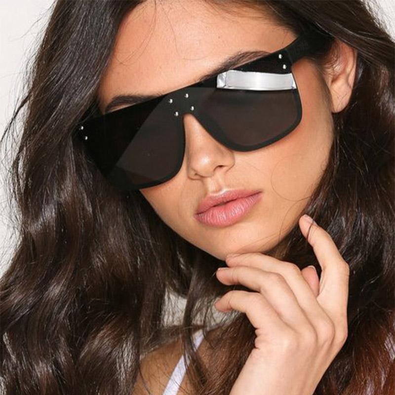 

Sunglasses Square Oversized Mirror Vintage Woman Fashion Brand Pilot Black Women Luxury Big Shades Female