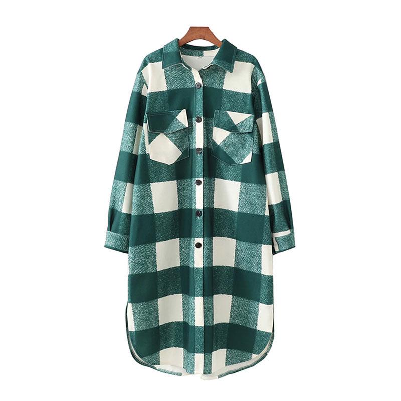 

Fashion 2021 New Fall Winter Women Oversized Coat Long Checked Casual Fashion Chic Women Jackets Long windbreaker Outfits, Gray