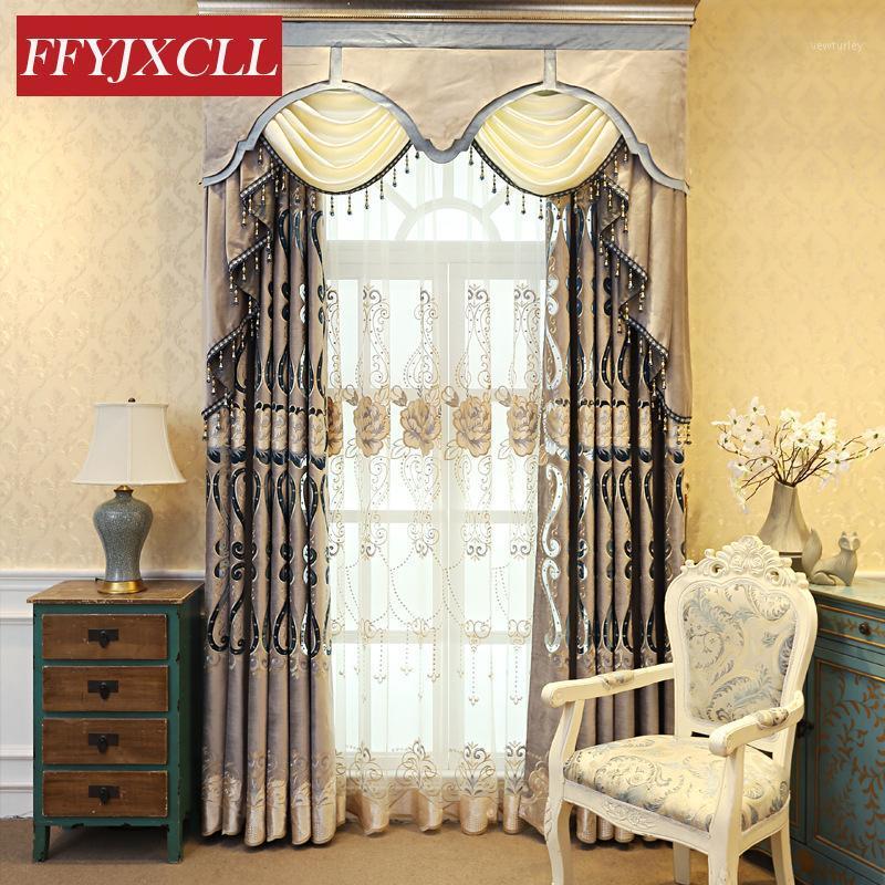 

Gray Design Europe Embroidered Curtains for living room Luxury Curtains for bedroom Blackout Window Drapes1, Tulle
