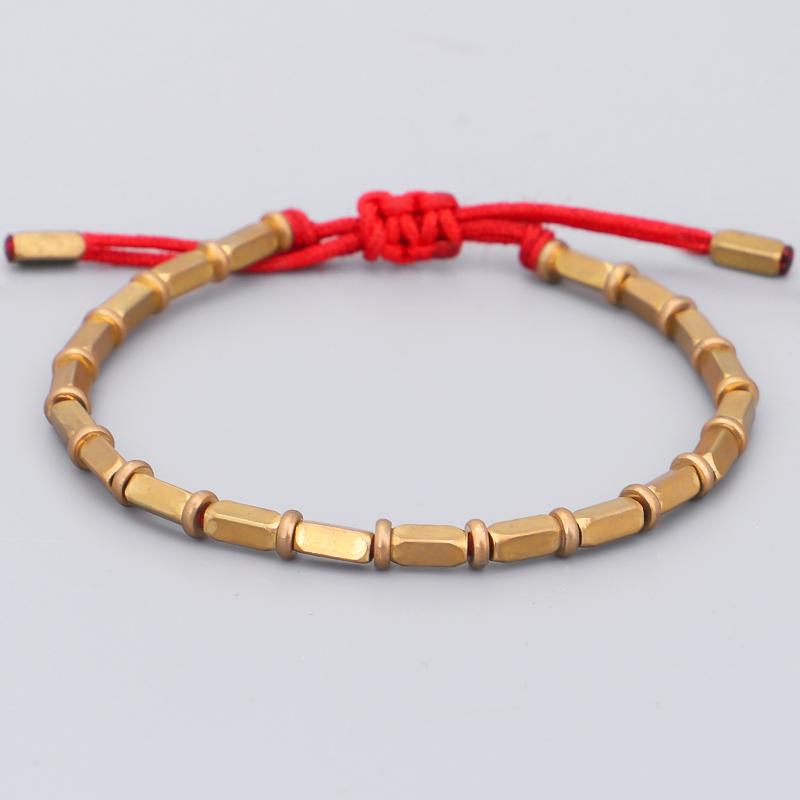 

Handmade Tibetan Copper Bead Lucky Red Black Rope Bracelet & Bangles For Women Men Wax Cord Thread Bracelets 2021