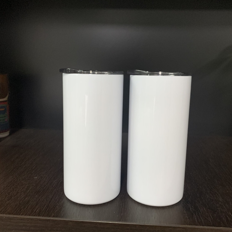 

Fedex Sublimation heat transfer 15oz 450ml skinny tumbler slim tumbler with metal straw double walled stainless steel, White