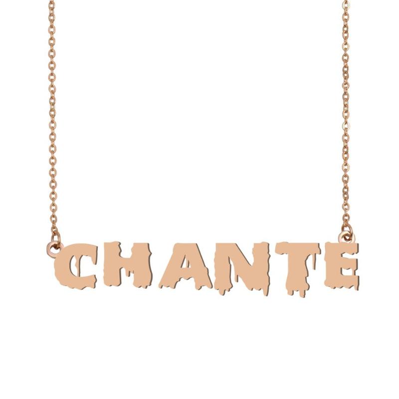 

Chante Name Necklace , Cool Bloody Art Name Necklace for Halloween and Santa's Day Jewelry Gift for Kids Boys Girls