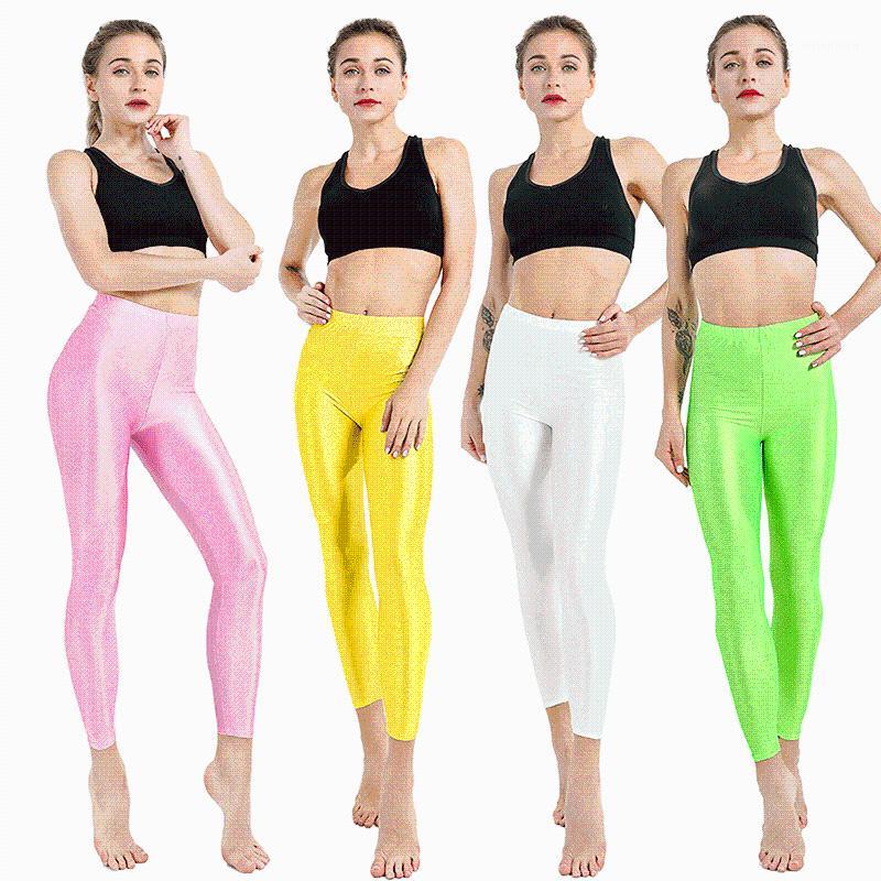 

Fluorescent Color Yoga Pants Women Workout Leggings Shiny Glossy High Waist Trousers Multicolor Plus Size Female Elastic Pants1, 17